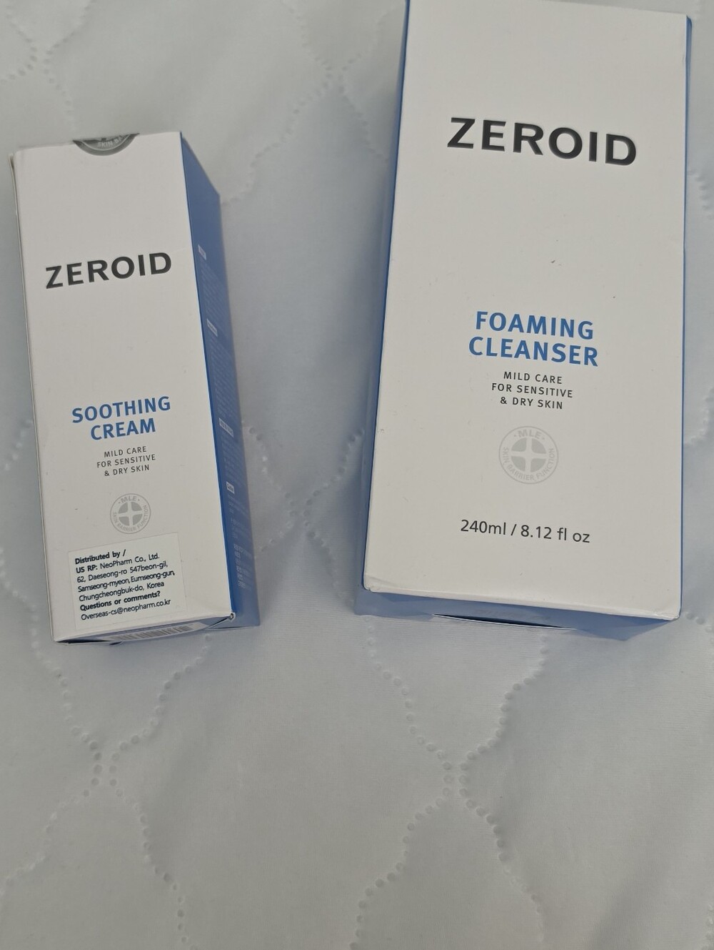 Zeroid foaming cleanser and soothing cream